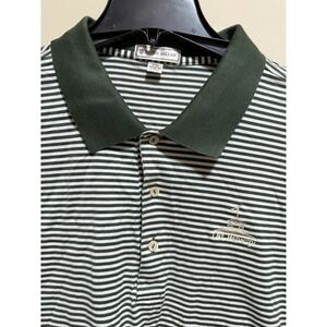 Peter Millar Green White Striped Collar Polo Old Waverly Golf Men's XXL Cotton